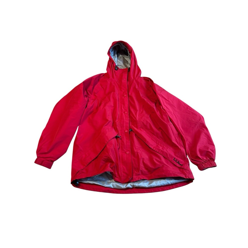 Vintage LL Bean Women's Hooded Stowaway Rainwear Snap up Zip GORE-Tex Sz Med Reg